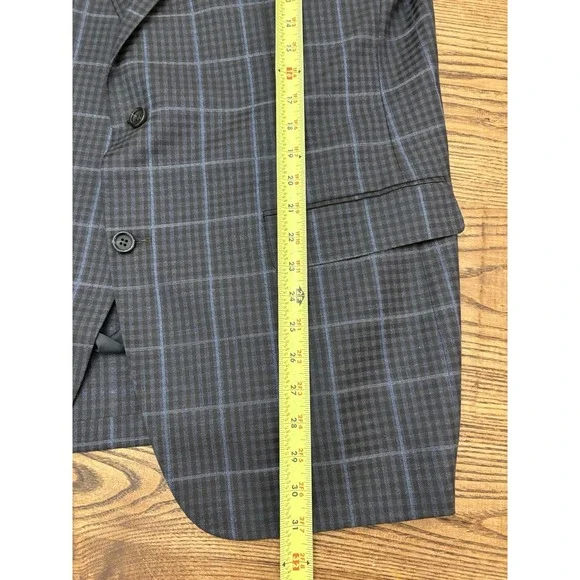 Canali Kei Men's Navy Windowpane 100% Wool Sport Coat Size 58 R (EU) 48 R (US) - Picture 4 of 9
